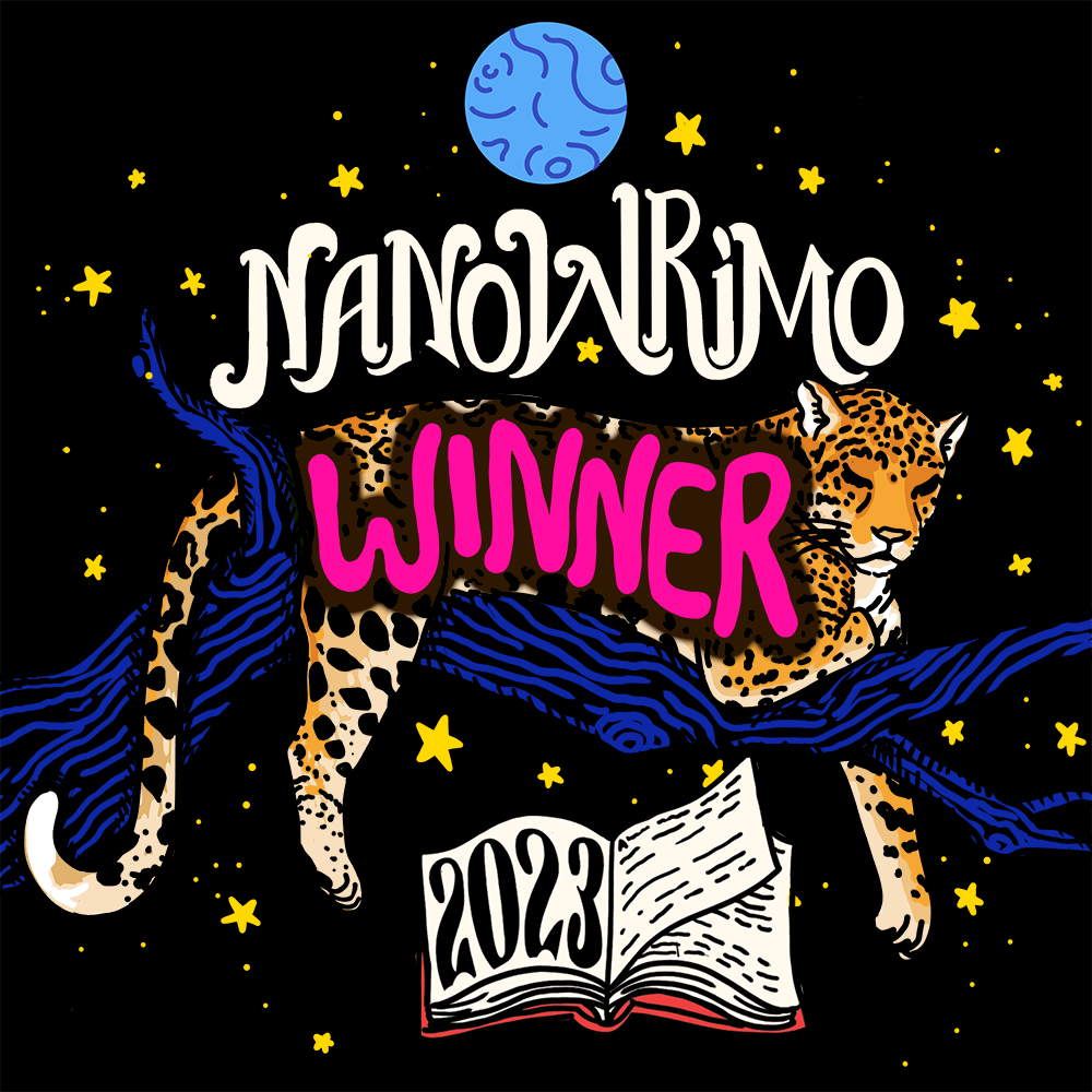 Winner badge for 2023 NaNoWriMo - National Novel Writing Month